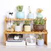 A47 2 Tier Bamboo Plant Stand Holder for Succulents/Office/Living Room/Balcony Plant Pot Display Rack Shelf