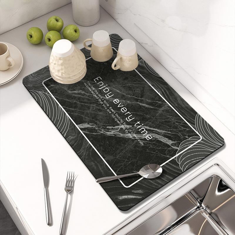 Küchen Saugfähige Rutschfeste Matte Arbeitsplatte Diatomeenerde Weiche Matte Spülbecken Topf Schüssel Hitzebeständige Matte Bar Untersetzer Schüsselmatte 40 * 60CM