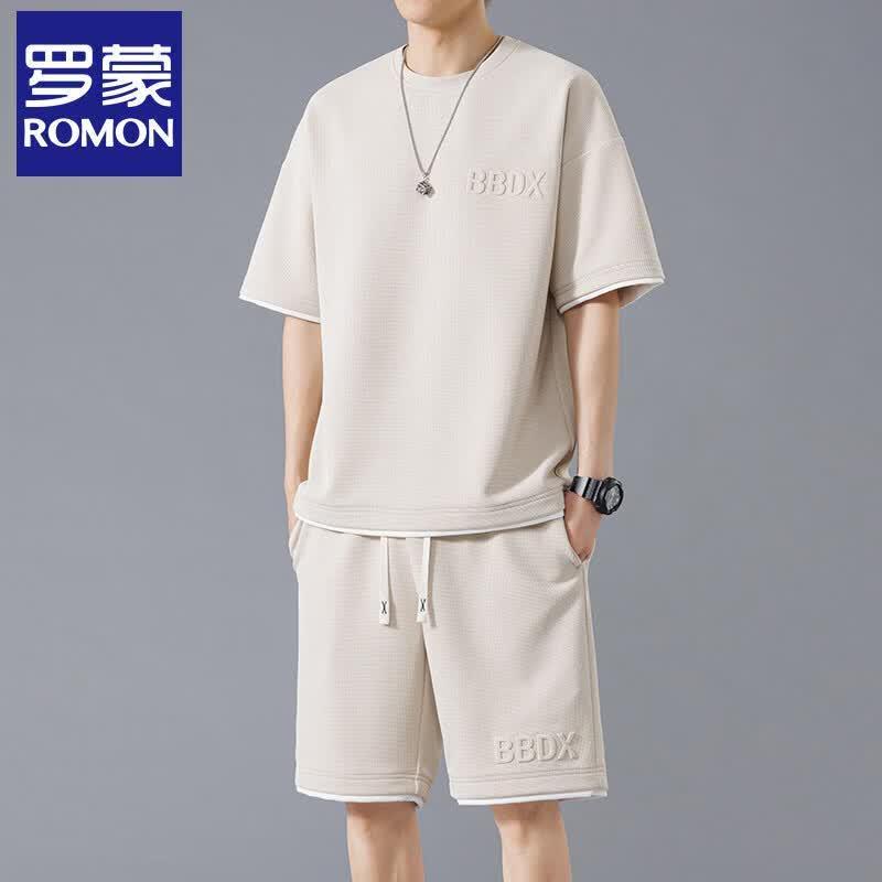 Men s Casual Short Sleeve Two-Piece Set 6XL