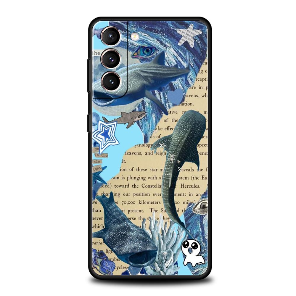 Ocean Whale Shark Swimming Phone Case For Samsung Galaxy S25 S24 S23 S22 Ultra S20 S21 FE 5G S10 S9 Plus S10E Soft TPU Cover