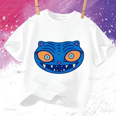 Sommer Vintage KPop Dämonenjäger Haustiger Cartoon Kinder T-Shirt Anime Kurzarm Mädchen Junge T-Shirt Niedliche Oberteile Kinderkleidung