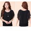 Summer  Chiffon T-Shirt Loose-Fit Women's Clothing Base Layer Top Fashionable Lady Plus Size Short Sleeves