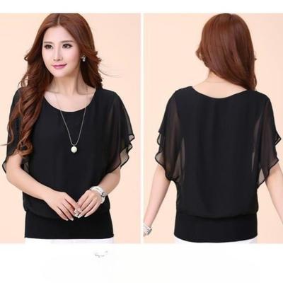 Summer  Chiffon T-Shirt Loose-Fit Women's Clothing Base Layer Top Fashionable Lady Plus Size Short Sleeves