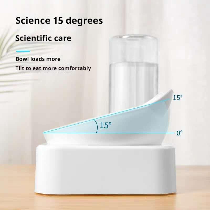 Boluri duble pentru pisici pentru câini Bol cu ​​apă și mâncare înclinat la 15 grade Boli înălțate pentru pisici cu sticle de apă automate-hrănitor pentru animale de companie