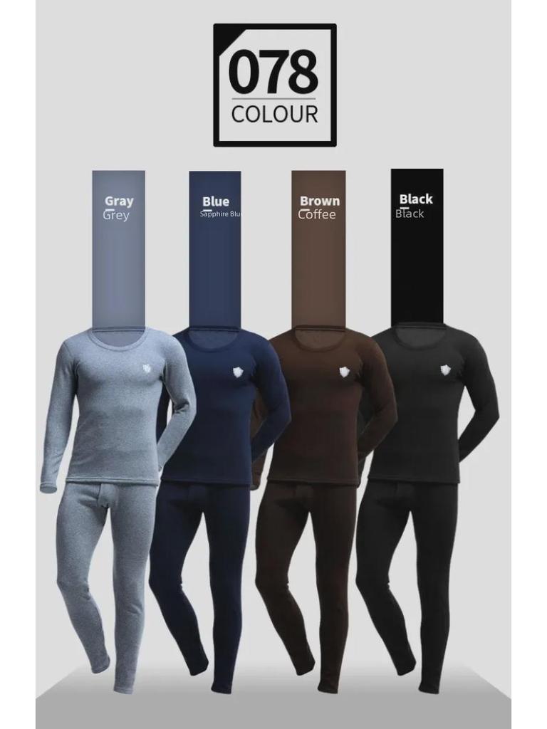 Herren Verdicktes Thermounterwäsche-Set, Plus Samt, Rundhals, Ideal für Herbst/Winter, Jugend Slim Fit, Baumwollpullover & Hose.