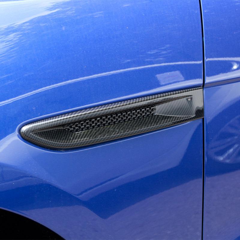 2 Pcs Black For Jaguar XF XFL XE F-Pace F Pace X761 ABS Carbon Fiber Car Side Fender Vent Trim Cover Car Accessories