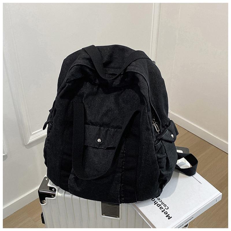 Denim Canvas Casual School Bag Male and Female College Students Junior High School Backpack Portable Washed Backpack