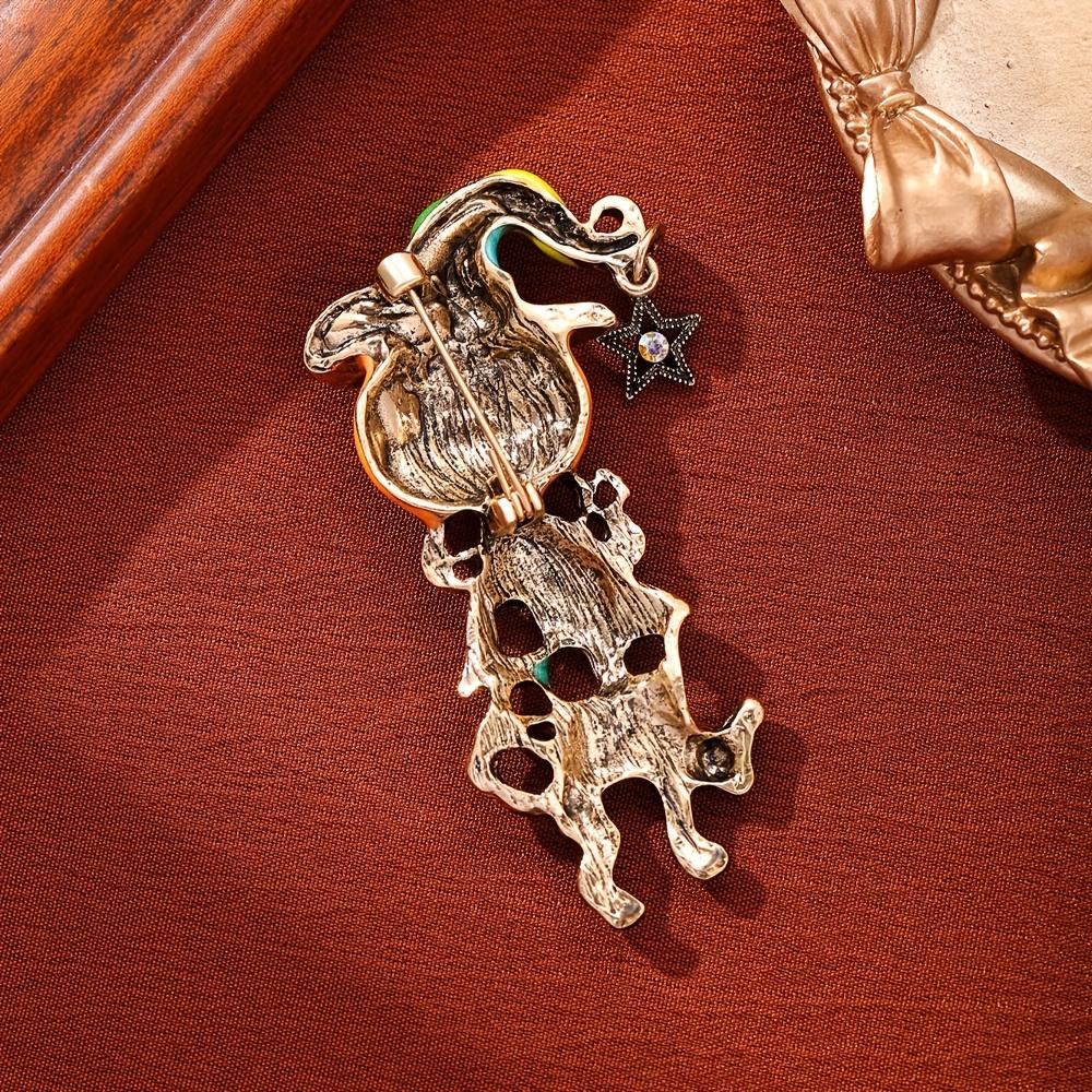 1pc Halloween Pumpkin Scarecrow Brooch for Men And Women - Exquisite Vintage Fantasy Funny Wizard Hat Pumpkin Head  Pin