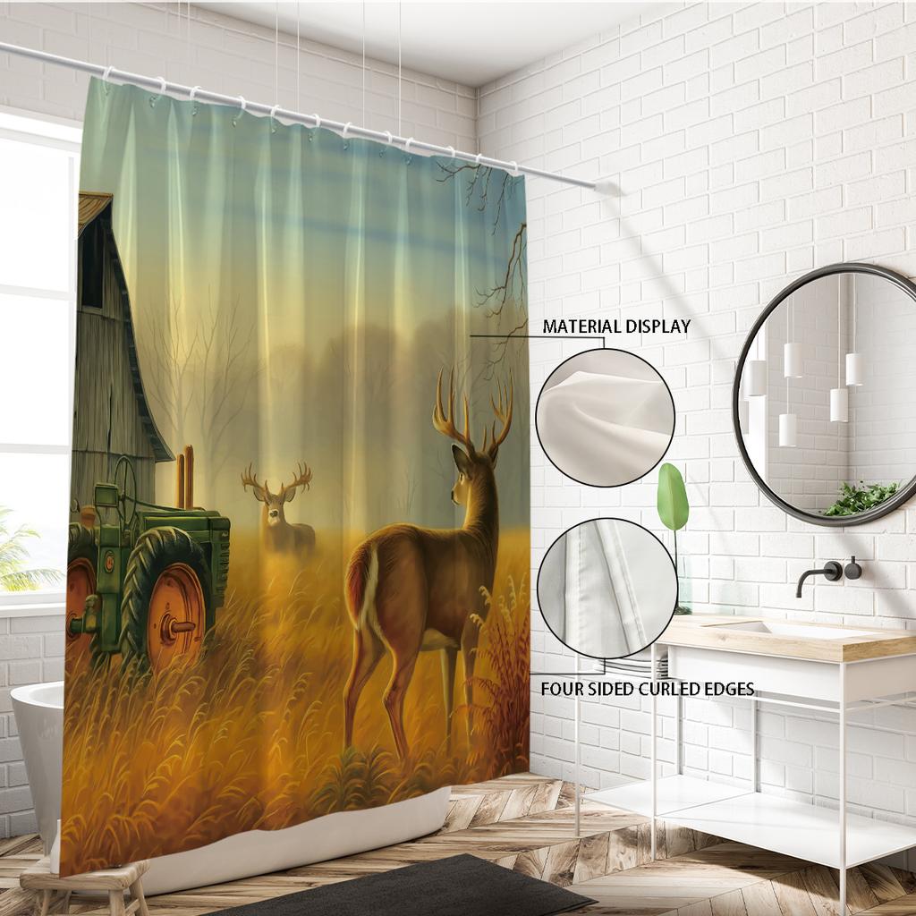 1 Stück Bauernhof Elch Gedruckt Wasserdicht Duschvorhang Badezimmer Trennvorhang Schutz Privatsphäre Mehrere Größen Einfache Installation