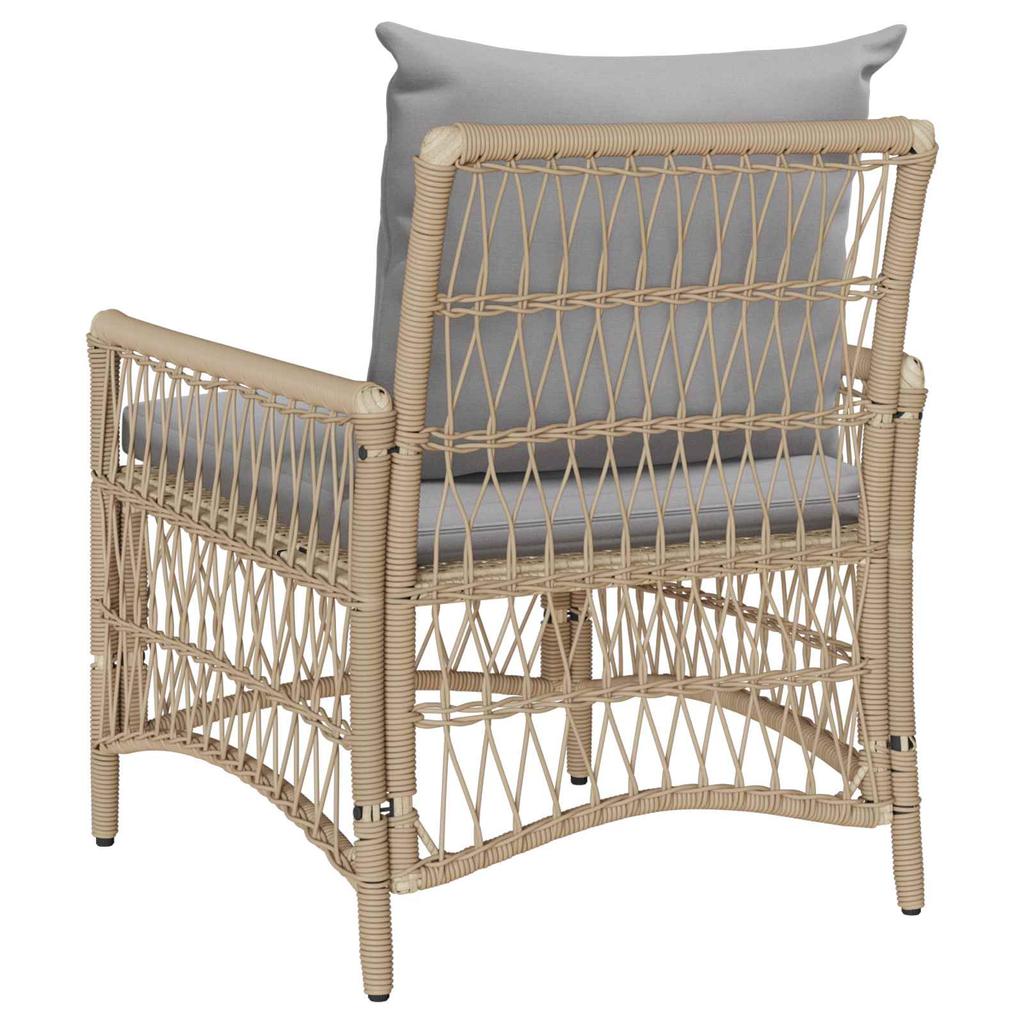Garden Chair with Cushion Beige 73 X 61 X 77 Cm Poly Rattan