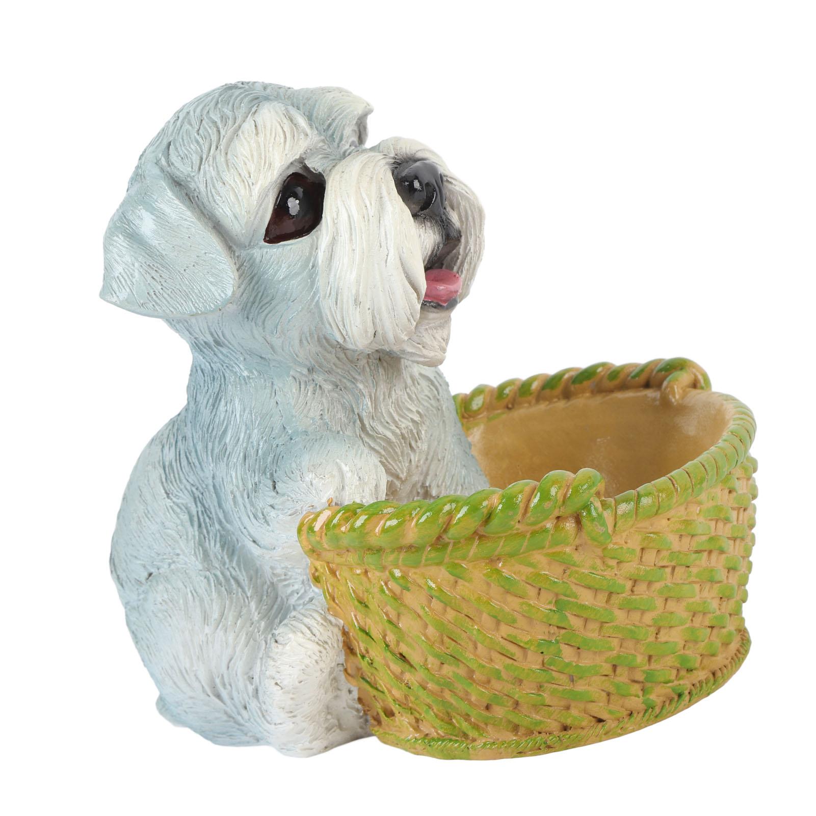 Cute Dog Ornament Entry Key Storage Basket Puppy Statue for Living Room Entrance   Decoration