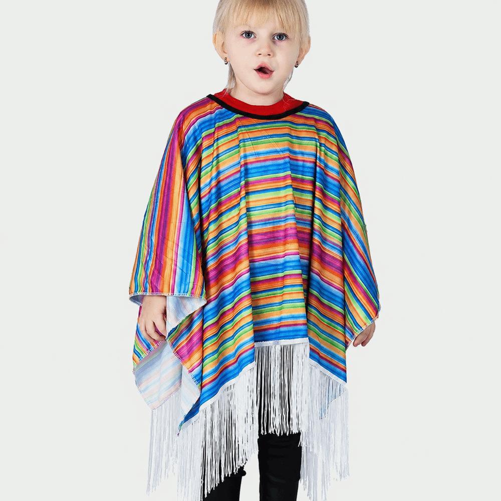 Lightweight Mexican Poncho Tassel Trim Performance Costume Cape Ethnic Style Cloak  Mexican Fiesta