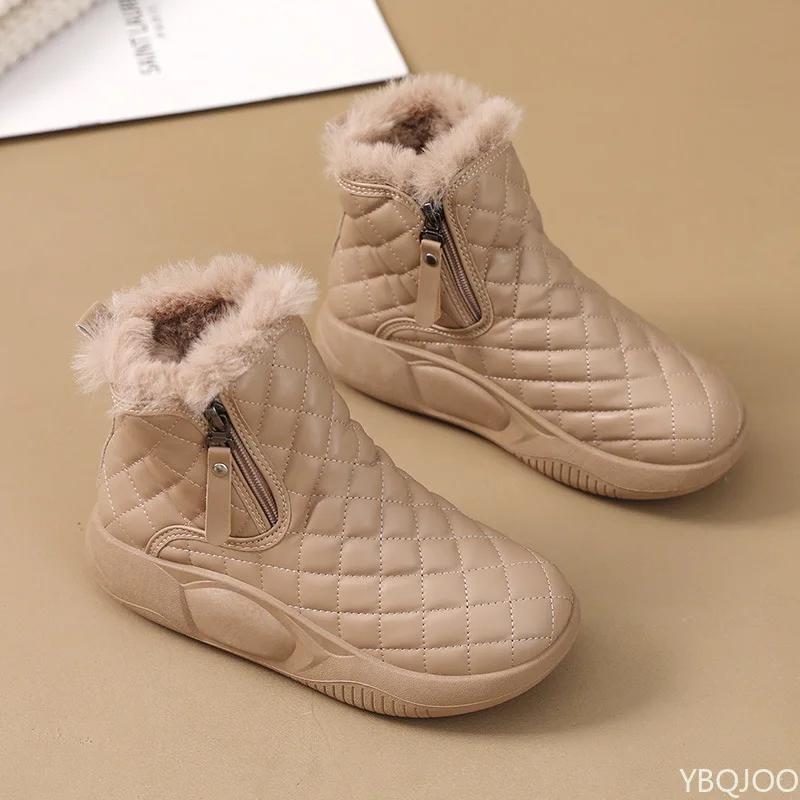 Fashion Winter Women's Warm Snow Boots Women Trendy Cotton Shoe New Thick-soled Leather Shoes Black Ankle Female Boots Botas Zapatos