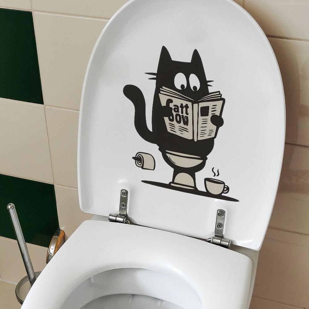 Black Cat Stickers for The Newspaper, Bathroom, Toilet, and Decorative Wall