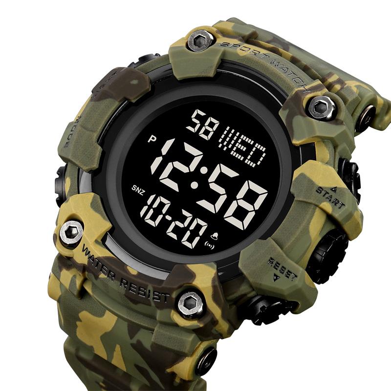 Skmei Men's Military Watches Fashion Big Dial Digital Wristwatch Luxury Outdoor Sports Dual Time Led Waterproof Alarm Clock