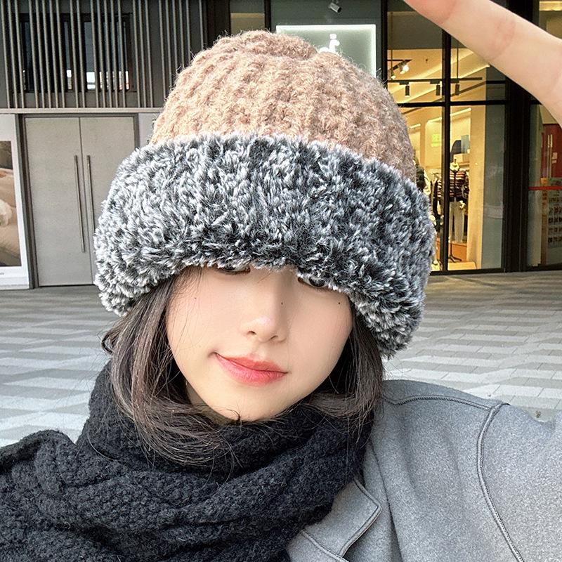 Luochi Warm Knit Wool Hat - Plush, Thick, Versatile Ear Protection for Women