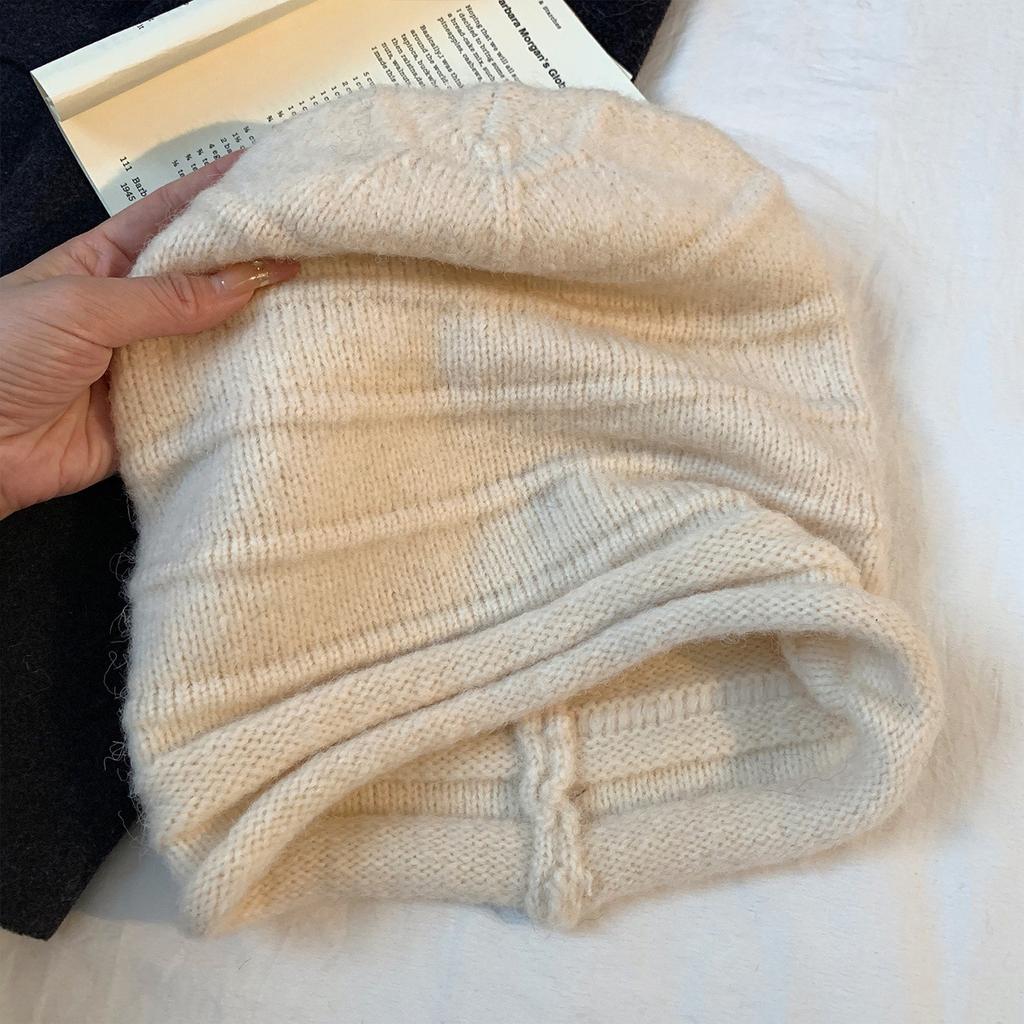 Big Head Circumference Coffee-Colored Knitted Stacking Hat Children'S Autumn And Winter Warm Face Small Cold Hat Versatile Warm Plain Head Hat