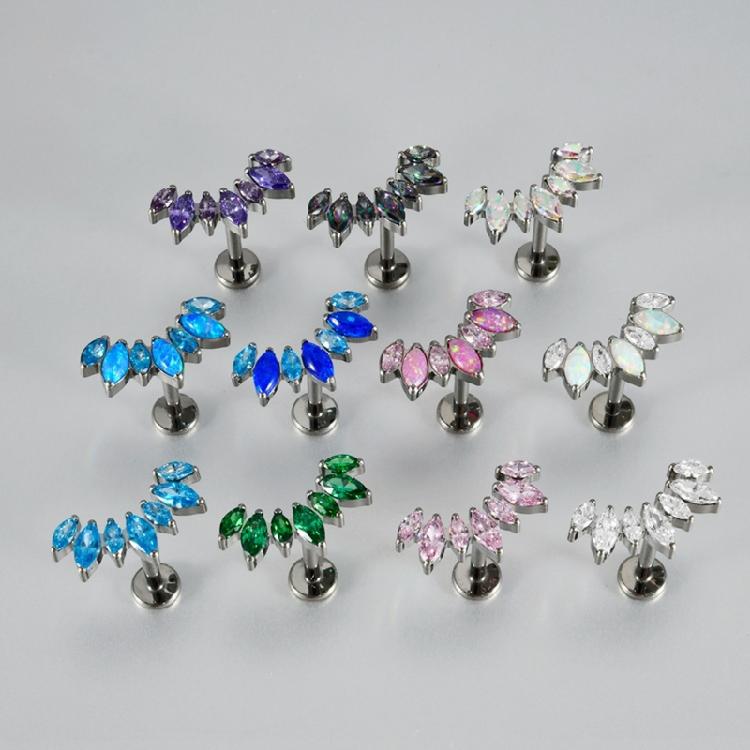 Contemporary Curved T Bar Threaded Ear Bone Studs Portable Alloy Body Jewelry