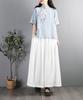 Women's Summer Zen Style Cotton Linen Cheongsam Top - Short Sleeve Embroidered Chinese Buttoned Shirt