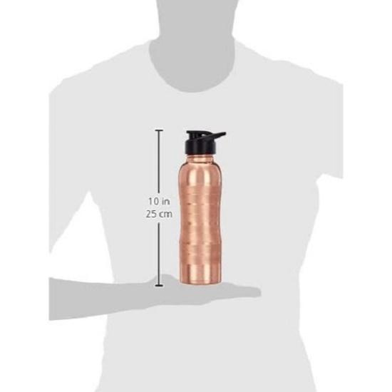 Copper Water Bottle with Fliptop | 100% Pure Copper Water Bottle I Leak Proof & Rust Proof I Copper Bottle for Home, School 950 Ml (Pack of 1)