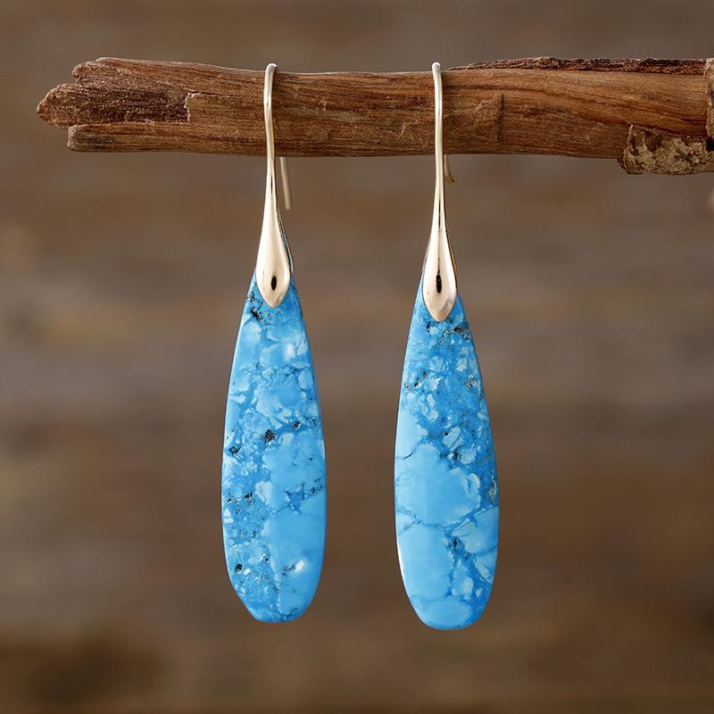 High Quality Light Luxury Long Water Drop Natural Stone Exaggerated Earrings Earrings Popular Niche Jewelry