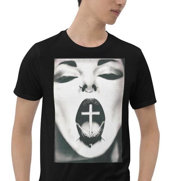 

Gothic Hub Goth Girl Piercings. Goth Crucifix Satanic Unisex T-Shirt 4XL