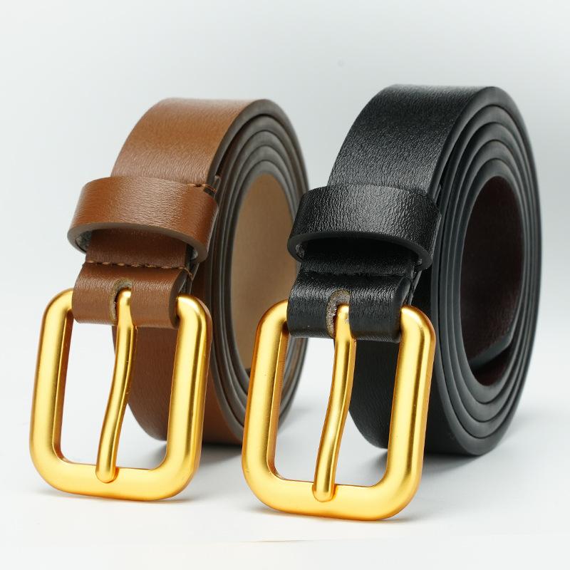 Girls Genuine Leather Cowhide Pants Belt Skirt Accessories Clothing Slim-fitting Punching Pin Buckle