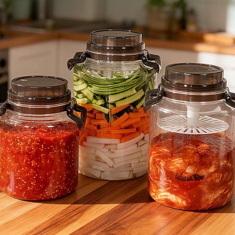 Kitchen Storage Container For Pickle Fermented Foods And Dry Ingredients In Plastic Materials