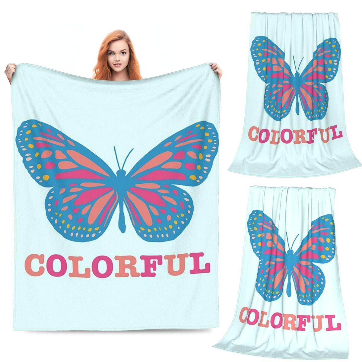 

Dazzle ColorfullyButterfly Blanket Soft Warm Flannel Throw Blanket Bedspread for Bed Living room Picnic Travel Home Sofa 80x120cm