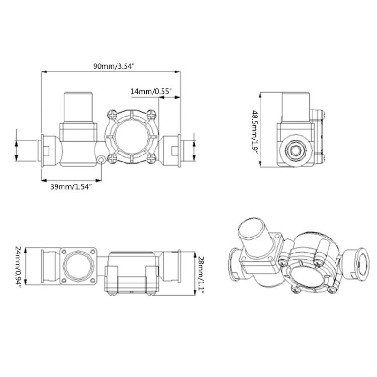 0.5-8L/min Water Flow Sensor Food-Grade Switch Hall Effect Flowmeter for IC Card