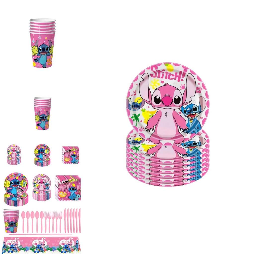 Lilo Stitch Party Supplies Set With Paper Plates Cups Napkins Tablecloth For Kids Birthday Decor
