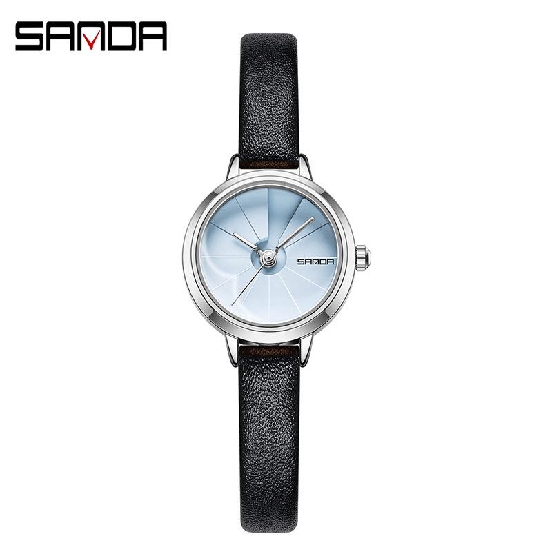 Sanda Korean Style Women s Waterproof Steel & Leather Strap Business Watch