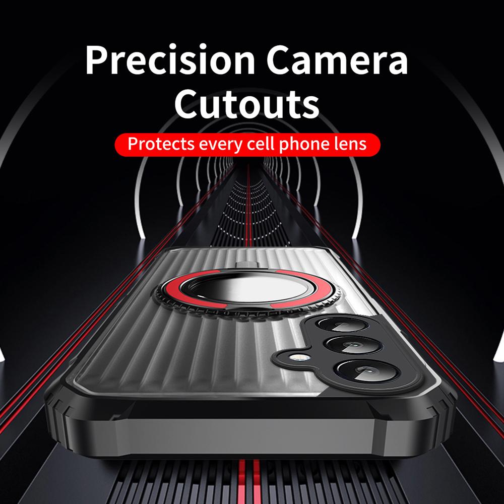 KEYSION 360° Rotating Ring Stand Case for Samsung Galaxy A55 5G A35 A25 A15 Transparent Magnetic Shockproof Phone Cover