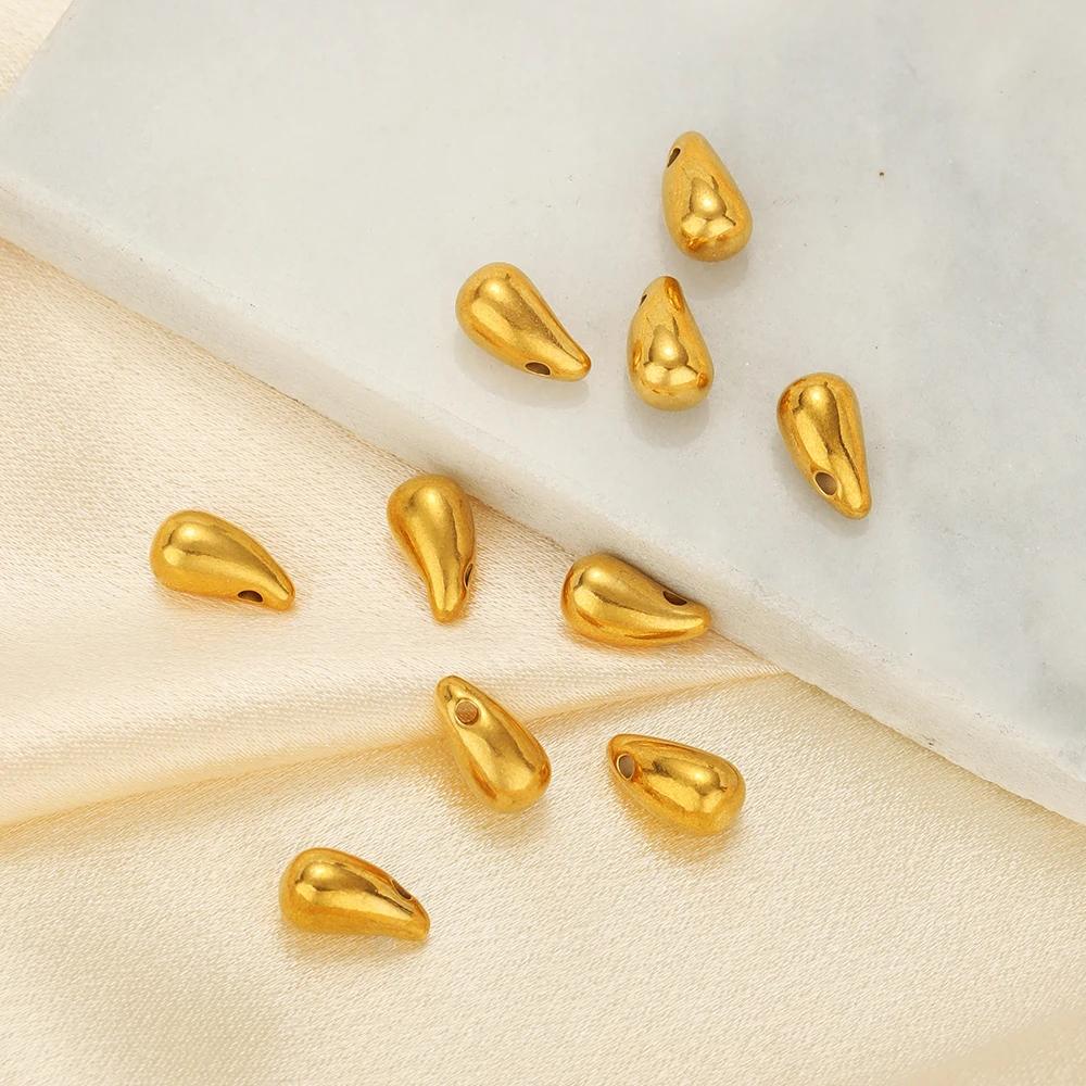 10pcs Gold Color Stainless Steel Water Drop Horn Charms for Jewelry Earrings Making Supplies DIY Necklaces Pendants Wholesale