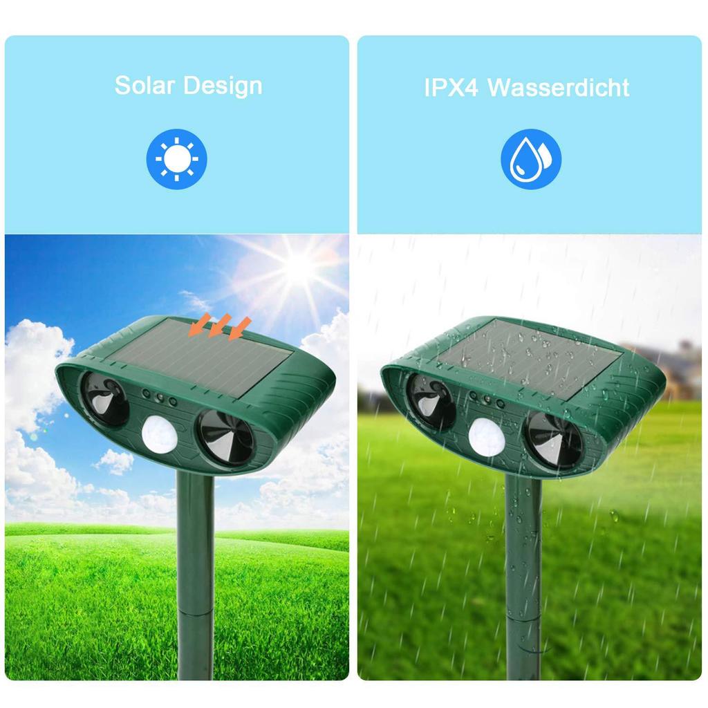 Solar-Powered LED Ultrasonic Animal Repeller with Infrared Induction