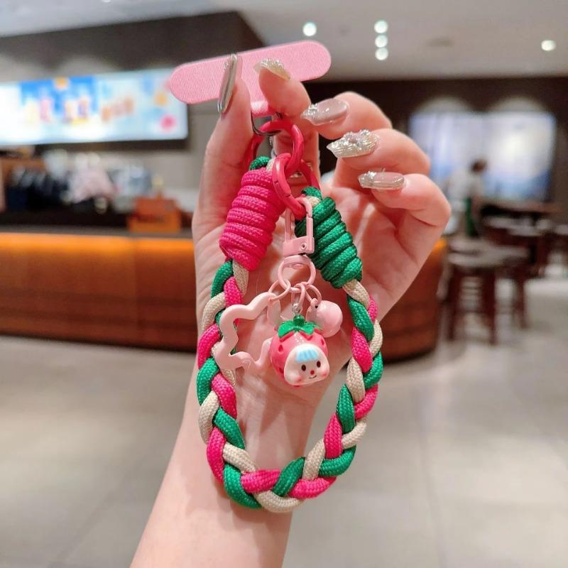 1pc Creative Cartoon Mobile Phone Universal Lanyard Three-Color Wrist Strap Hand-Woven Hand Rope Mobile Hanging Accessories