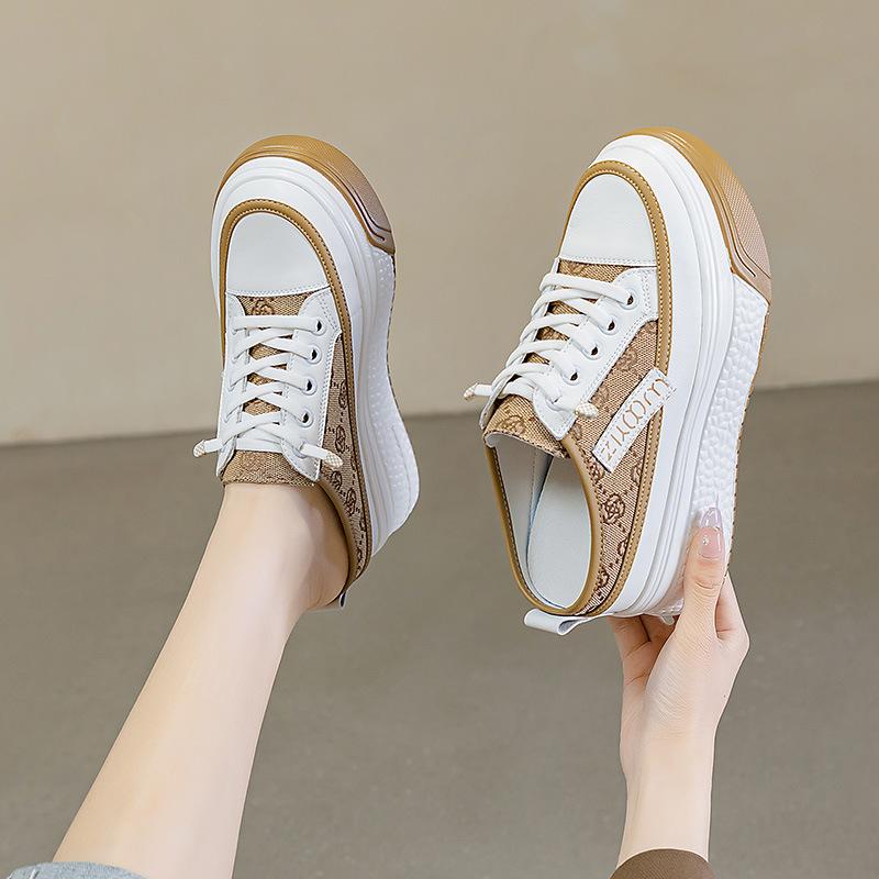 Little white shoes women's 2025 new inner height-increasing women's shoes thick-soled mesh breathable casual shoes versatile bag head slippers women's