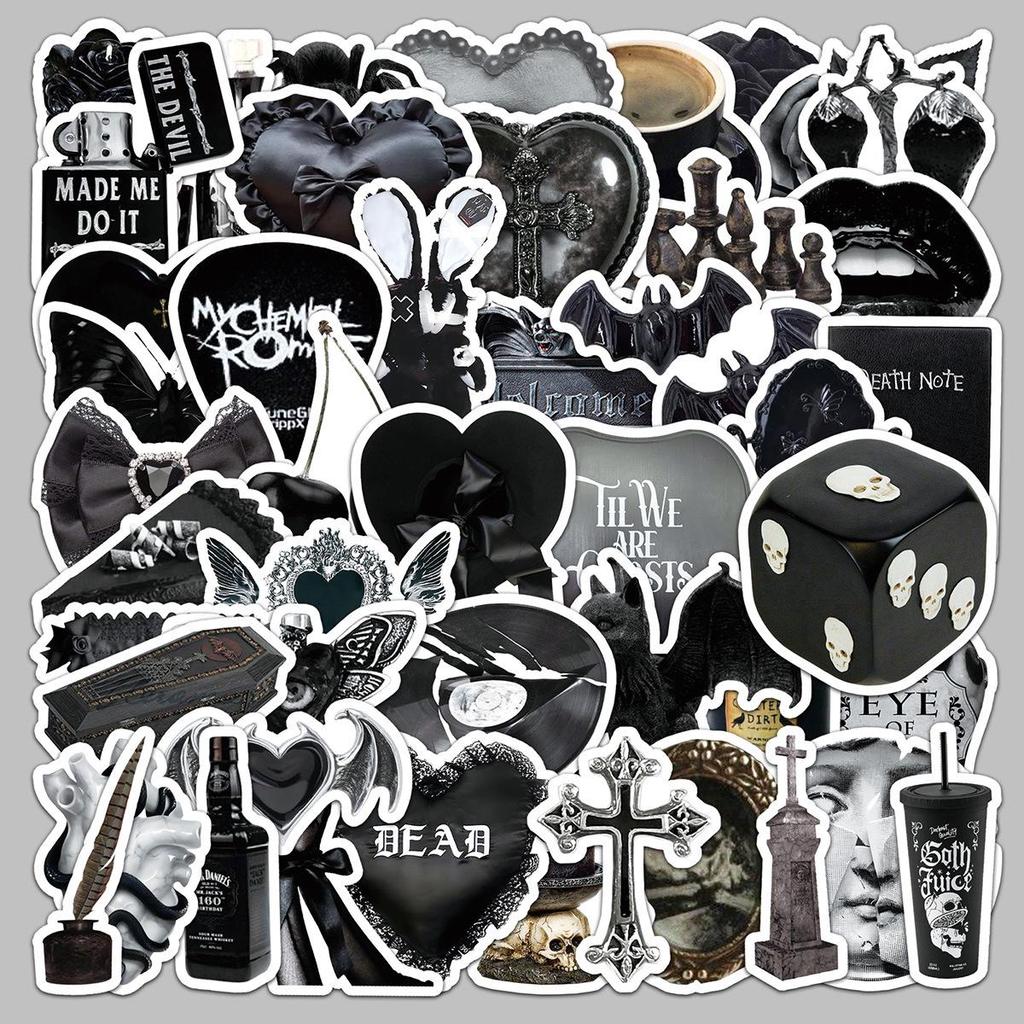 50 Dark Gothic Trendy Waterproof Stickers for Suitcases and Power Banks