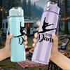 1PC Ballerina Dancer Silhouette Print 750ml Color Plastic Sports Water Bottle Leakproof Flip Straw Lid Suitable for Sports Office Home Use