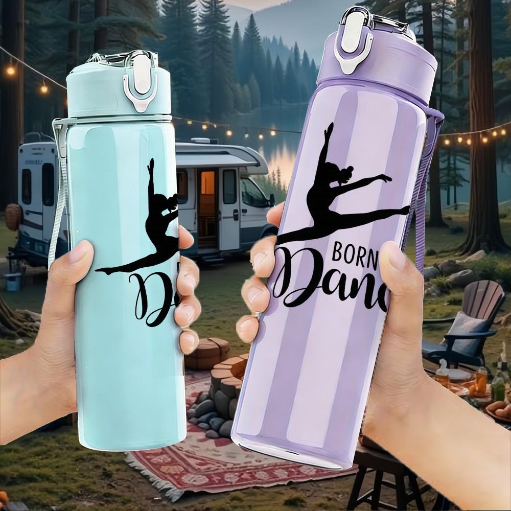 1PC Ballerina Dancer Silhouette Print 750ml Color Plastic Sports Water Bottle Leakproof Flip Straw Lid Suitable for Sports Office Home Use