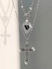 Gothic Heartshaped Cross Pendant Necklace Set With Alloy Geometric Design For Men Women