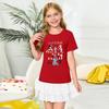 Girls' Round Neck Short Sleeves Christmas Witch  Group Print Casual Short Sleeves