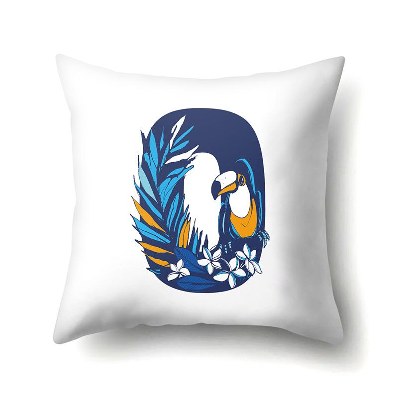 Polyester Pillowcase Tropical Plant Parrot Bird 26 English Letters Home Cushion Cover Bedside Cushion Cover