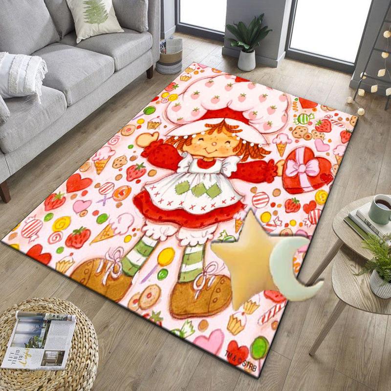Strawberry Hat And Cat Office Rug Chair Mat, Game Carpet, Suitable for Front Door, Bedroom, Living Room, Desk, Holiday Gift