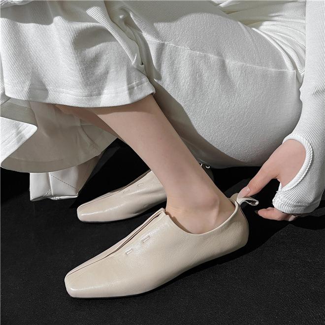 

Мода Мода Універсальне Жіноче Взуття 2025 Весна Нові Квадратний Носок Балетки Прості Жіночі Лофери Антиковзкі Жіночі Повсякденні Туфлі Zapatos 40 бежевий