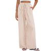 Women's Casual Summer Pants Elastic Waist Wide Leg Trousers Vertical Striped Print Lightweight Breathable Fabric Comfortable Fit