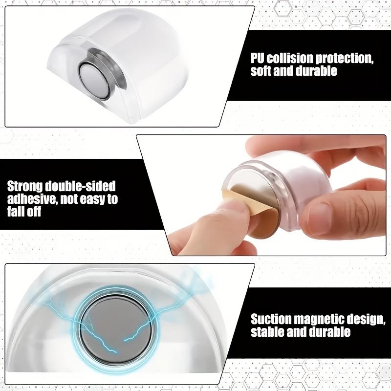 1pc Creative Door Stop Without Drilling, Transparent Silicone Bumper with Magnetic Base, Door Wall Protector for Home and Office Use