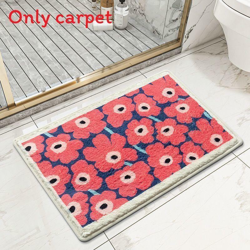 

Modern Minimalist Entryway Mat With Cartoon Flower Print Design For Indoor Home Use Deep Red Flower,40x60cm