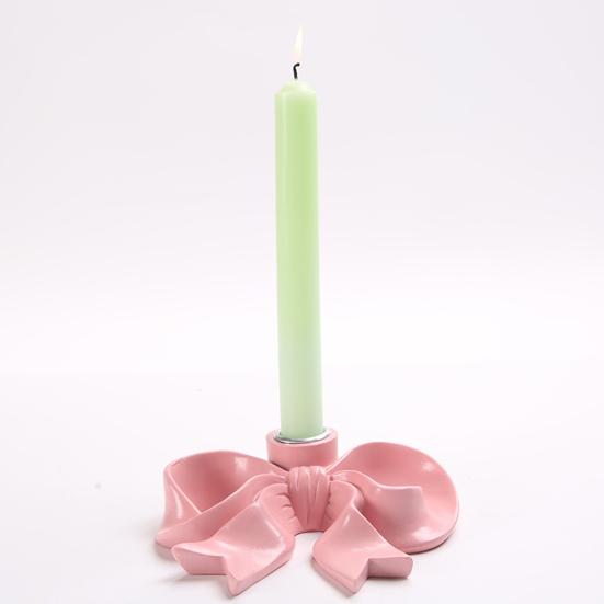 Pink Bow Ceramic Candle Holder Taper Candle Stand Candlestick Table Centerpiece Holiday Party Home Office Desktop Decoration