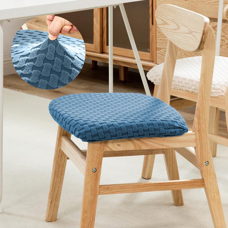 1 шт. жаккардовый чехол для стула, устойчивый к грязи, однотонный чехол для сиденья, утолщенный, съемный, моющийся чехол для стула для столовой, домашний декор 1 Piece синий